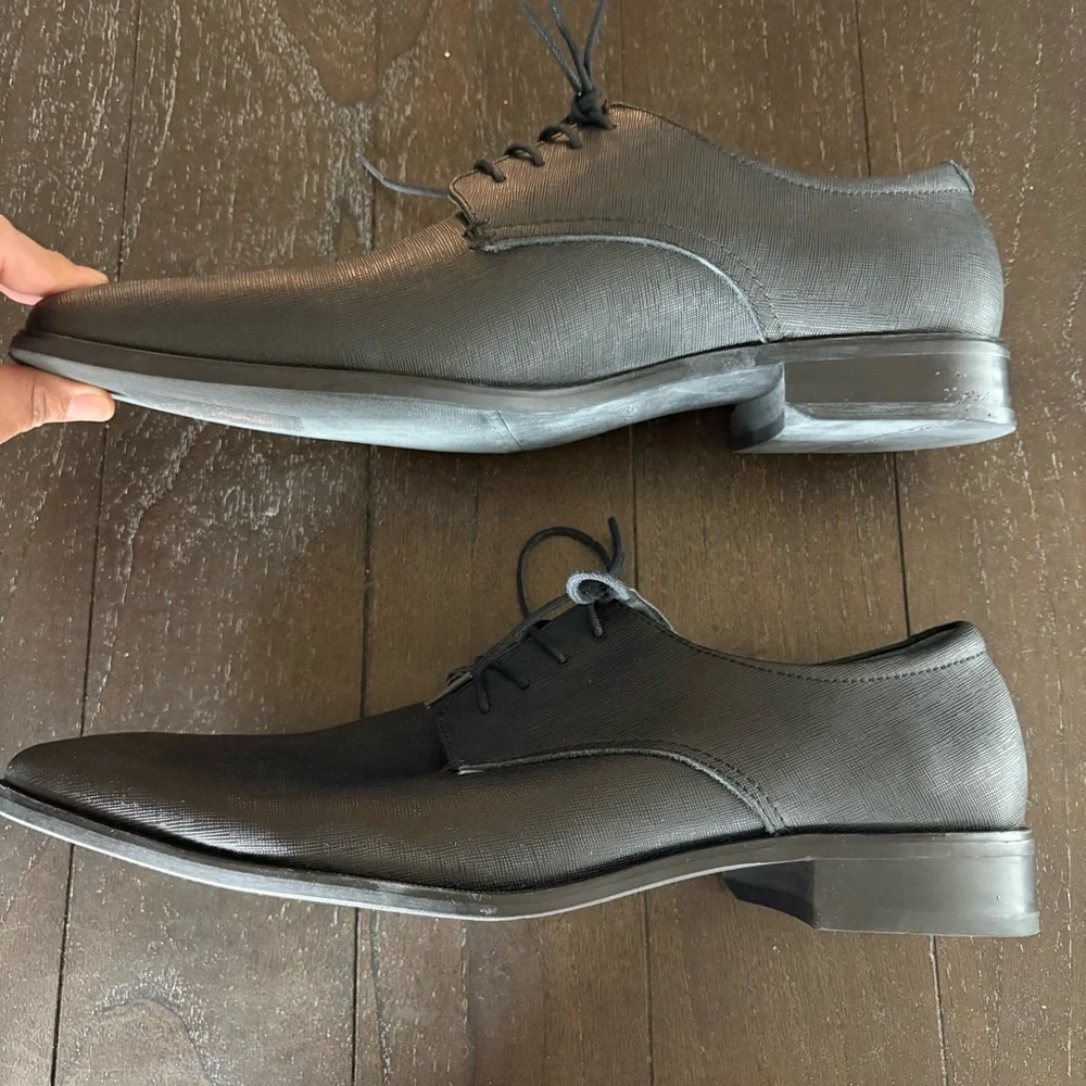 Calvin Klein Black Textured ‘Gordon’ Dress Office Shoes Men’s‎ Size 13